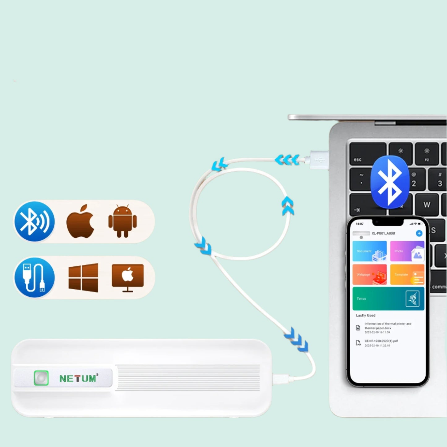 Mini Printer Portable Bluetooth